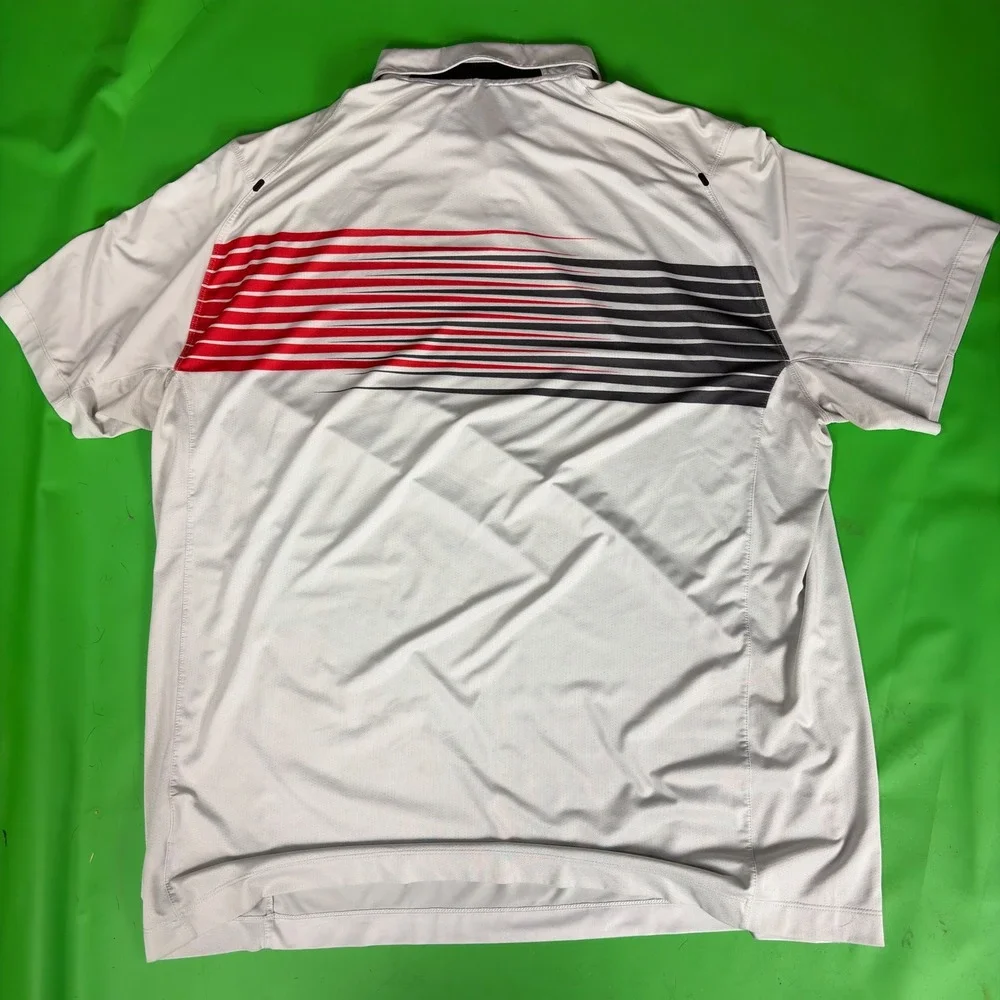 Nike Golf Polo Shirt Mens 3XL Dri-FIT Red/Black Gradient Stripe Tour Performance